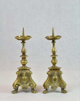 Pair of Candelsticks - bronze, brass - 1650
